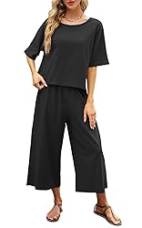 Nfsion Womens Summer 2 Piece Outfits Crewneck Half