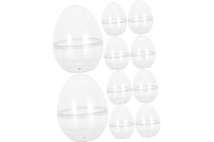 Cabilock 12pcs Transparent Plastic Easter Eggs Clear Fillable Flat Bottom Ornaments for Easter Party Treats