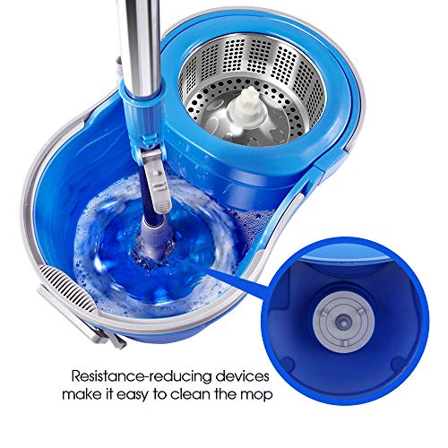 Masthome Mop and Bucket with Wringer Set, Spin Mop and Bucket On Wheels