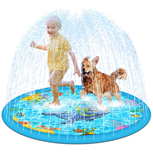 Splash Pad for Kids and Dog, 68'' Sprinkler for Kids Outdoor Water Toys