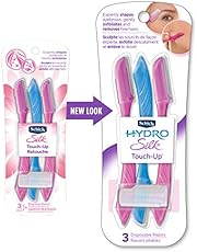 Schick Hydro Silk Touch-Up Multipurpose Exfoliating Dermaplaning Tool, Eyebrow Razor, and Facial Razor with Precision Cover, 3 Count (Packaging May Vary)