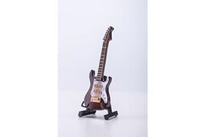 ALANO Electric Guitar Model Decor Model Mini Guitar Model Instrument Ornaments Decorative Ornament with Bow (GE34C-10-S)