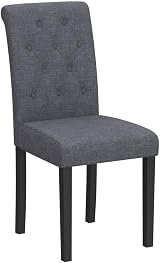 mcc direct Set of 2 Grey Lined Fabric Dining Chairs Solid Wood Legs Home view 6