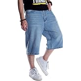 Enrica Men's Baggy Jorts Casual Loose Fit Hip Hop Skateboard Denim Shorts