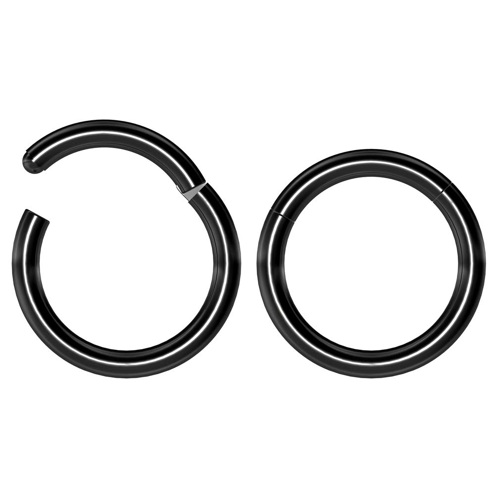 Bling Piercing 2pc 16mm Hinged Clicker Captive Bead Ring Black 10mm Helix Earring Nose Hoop Rook Cartilage Tragus Lip Septum Forward Eyebrow Ear Lobe Nostril Rings Seamless Surgical Steel