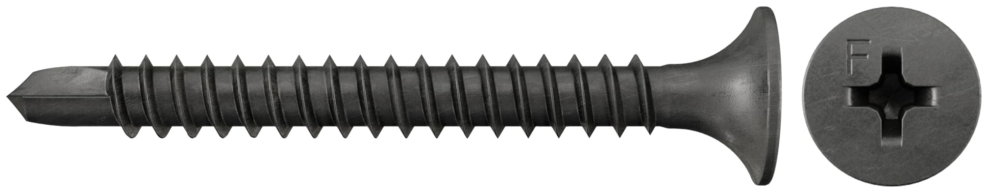 fischer Special screws FSN-TPB 3.5 x 35 – Drywall screws with trumpet head and fine thread and drill bit for dry and acoustic construction, phosphated, pack of 1000, item no. 665071