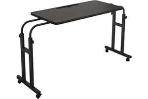 TigerDad Mobile Over The Bed and Recliner Table - Adjustable Height & Length, Stable Laptop Tray with Wheels for Kids & Adults