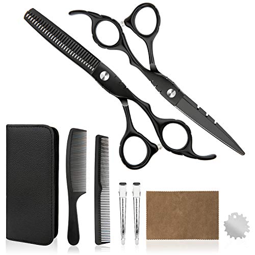Hair Cutting Scissors Professional Home Haircutting Barber Salon Thinning Shears Kit for Men Women 6CR 660C Stainless Steel with Comb and Case