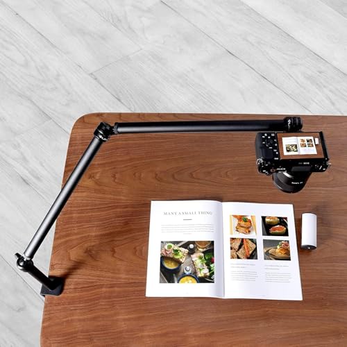 VIJIM LS08 Overhead Camera Desk Mount Stand, Flexible Webcam Stand Microphone Boom Arm, 360° Rotation Tabletop Aluminum C-Clamp, Standard ¼ ⅜ ⅝ Screw for DSLR Camera, Microphone & Webcam