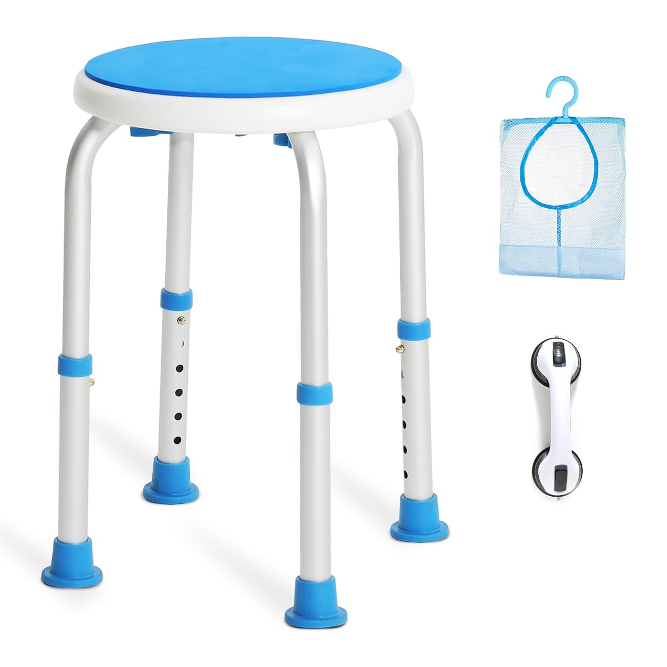 Adjustable Shower Chair for Inside Shower, HSA/FSA Eligible Round Shower Stool for Inside Bathtub, Tool-Free Shower Seat for Elderly/Senior/Disabled/Pregnant