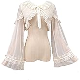 Long Sleeve Lolita Blouses Women Peter Pan Collar Victorian Shirt Vintage Kawaii Lace Up Frilly Tops Trendy Bottoming Shirt