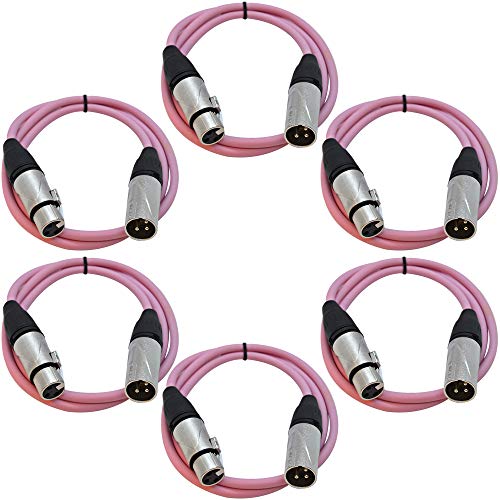 Seismic Audio - SAXLX-3Pink-6Pack - 6 Pack of 3 Foot Pink XLR Patch Cables - 3 Pin XLR Male to Female Microphone Cables at Amazon