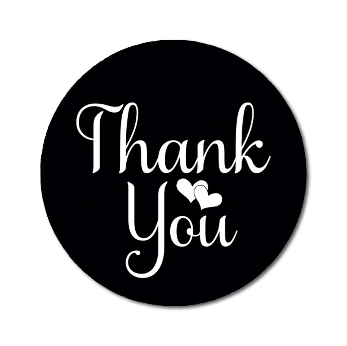Darling Souvenir Personalized 1.6 Inches Round Black DIY Heart Calligraphy Thank You Stickers-45 Pcs