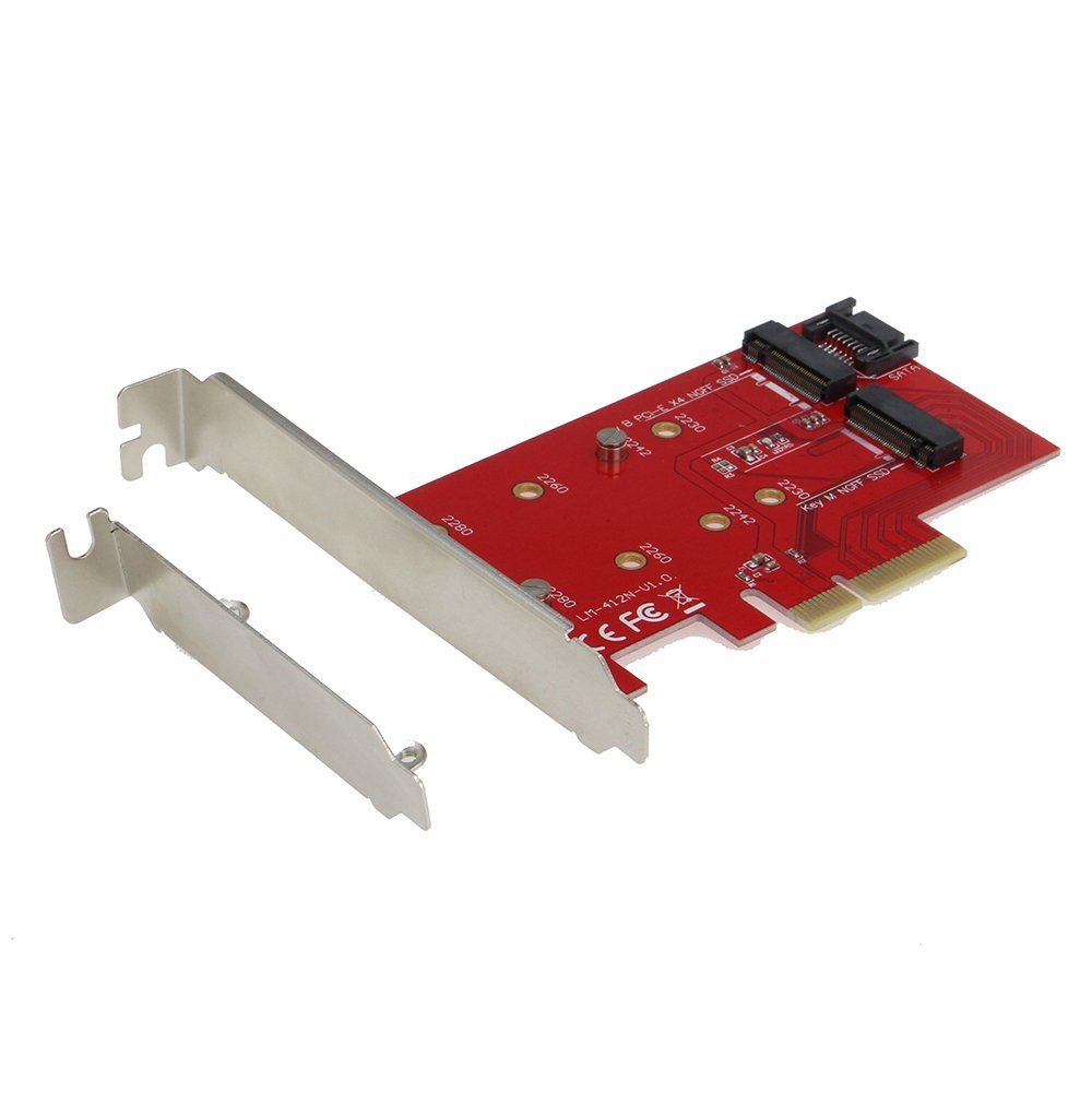SEDNA - 2 Port NGFF M.2 B + M Key SSD to PCI-E PCI Express 4 X 4 Lane Adapter with low profile bracket
