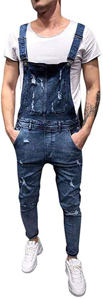 Jeanslatzhose Herren Lang - Vintage Baggy Style Mit Hosenträger In M-XXL