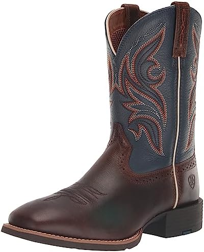 Ariat Men\'s Layton Brown/ Blue Leather Soft Toe Size 6 Western Cowboy Boots Amazon.com | ARIAT BMVY9 Mens Layton Western Boot Weathered  main image 2