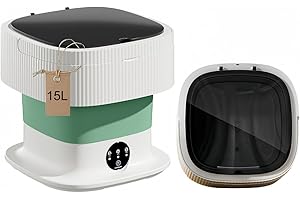 GZJ Portable Washing Machine, Mini Washer 15L High Capacity with 3 Modes Deep Cleaning for Underwear, Baby Clothes, or Small Items, Foldable Washing Machine for Apartments, Camping, Travel (Green)