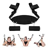 Rizzo's Fetish Adjustable Harness Bondage Restraint Training Set w/ Attachable Velcro Wrist & Ankle Cuff Straps for Female Male Couple Fetish SM BDSM Sex Play Aid Handcuffs