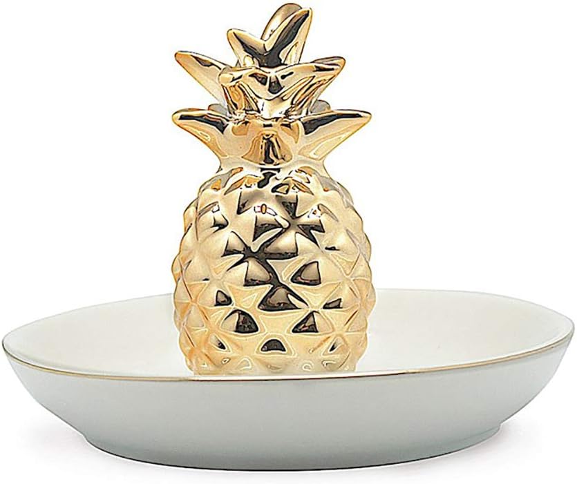 Pineapple Ceramic Decorative Trinket Dish Gold