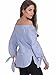 Simplee Apparel Women's Off the Shoulder Long Sleeve Knotted Top Blouse Navy