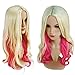 AnotherMe Long Big Wavy Blonde Pink Ombre Two Tone Hair Wig Women Heat Resistant Fiber 23.5