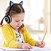 Wired Cat Ear Headphones with Blue LED Lights Volume Limited to 103 Db for Kids