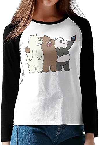 Lady's Funny We Bare Bears Cotton Long Sleeve Raglan Shirt X-Large