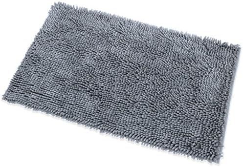 DocBear Microfiber Bath Mat Chenille Luxury Bathroom Rugs Carpet Non Slip Bathroom Mats,Soft &amp; Absorbent Shower Rug,Machine Washable,(Grey 20 x 32 Inches)