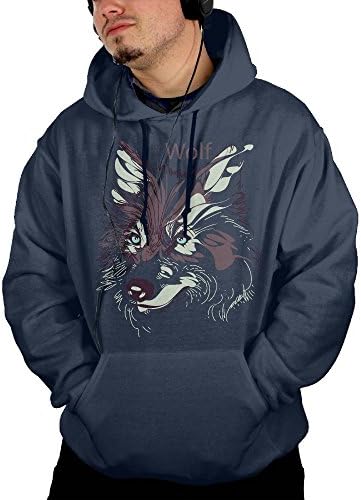 Men I Just Really Like Wolf Cross-country Funny Hoodie Hooded Sweatshirt Size M Navy