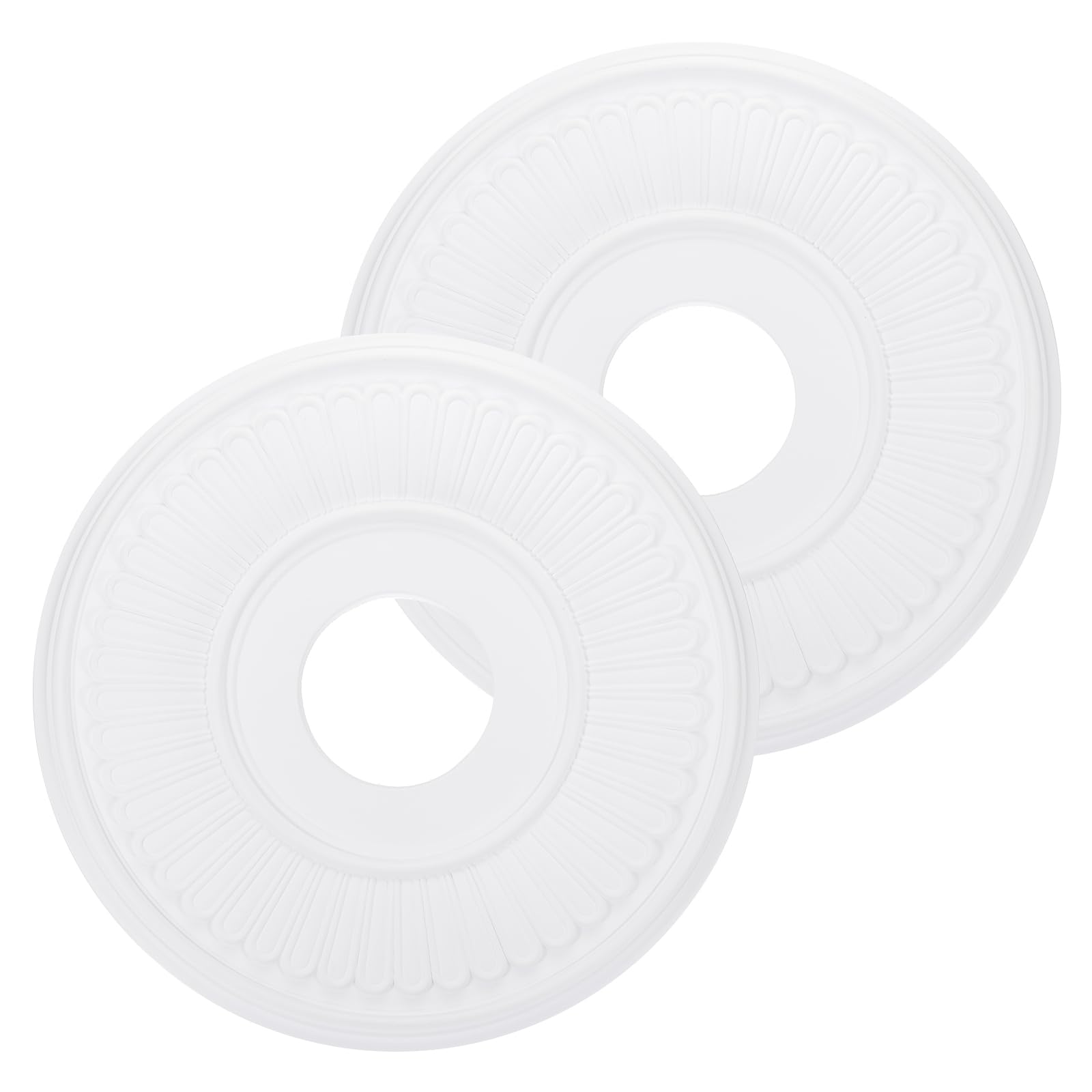 PATIKIL Ceiling Medallion, 2 Pcs 13" OD x 3.43" ID PU Decorative Ceiling Light Medallion Chandelier Medallion Traditional Ceiling Light Cover Plate for Ceiling Light Fixtures Fans, White