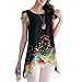 Anself Fashion Women Chiffon Blouse Floral Print Hollow Out Overlay Petal Sleeves Tops Black