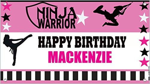 Ninja Warrior GIRL Sport Custom Birthday Banner - Personalize with your Name