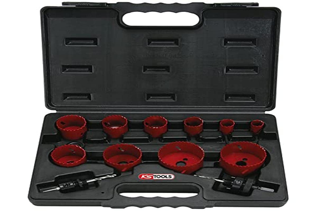 KS Tools 129.5545 Hole Saws Box of 10 19/22 / 29/35 / 38/44 / 51/57 / 65/67 mm