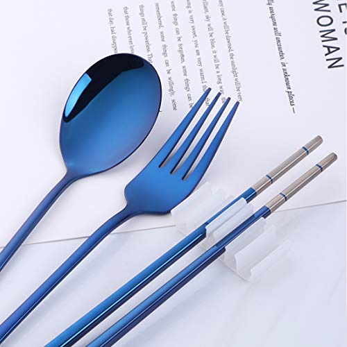 Do Buy 3 PCS Stainless Steel Travel Camping Flatware Set Fork Spoon Chopsticks with Portable Case - Thumbnail 4