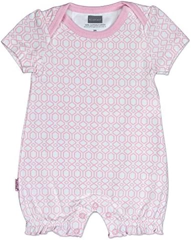 Kushies Baby Girls Geo Print One-Piece Short Sleeve Romper Light Pink - 9 Mths