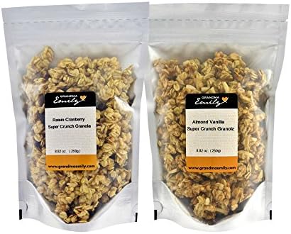 Grandma Emily Super Crunch Granola Cereal. 6 x 8.82 Ounce Packs of our Most Popular Flavours. Delicious Topping, Great Tasting and Filling Granola Snack