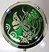 Purse Handbag Double Compact Cosmetic Mirror - Butterfly - Green