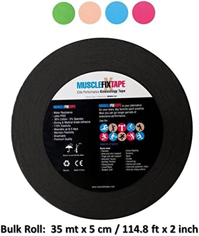 Sports Kinesiology Tape Roll - Athletic Injury Recovery First Aid Therapy Support - Elastic Breathable Cotton Waterproof Strong Adhesive - Tendon Joint Ligament Muscle Pain Relief – Free Taping Guide