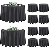 DAKKIONY 10 Pack Round Tablecloth Black 120 Inch, Stain Resistant and Wrinkle Polyester Fabric, Washable Table Cover for Kitchen Dining, Wedding, Buffet Table, Holiday Party