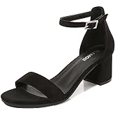 Amoji Women's 2.5 Inch Low Heel Ankle Strap Dressy Sandals 301