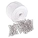 INCREWAY Curtain Accessory, 10 Meters/10.9 Yards White Curtain Heading Deep Pinch Tape Pull Pleat Tape with 20 Pcs Stainless Steel 4 Prong Curtain Pleat Hook Clip
