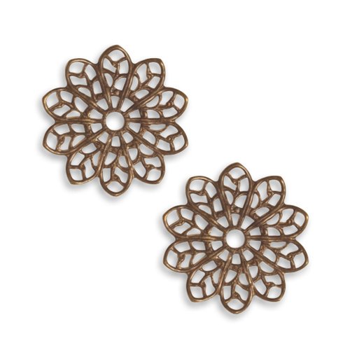 Vintaj Natural Brass Fastenables Filigree Flower Stamping 20mm (2)