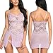 Avidlove Women Babydoll Lingerie Dress Lace Chemise Nightwear Split Hem Sleepwear