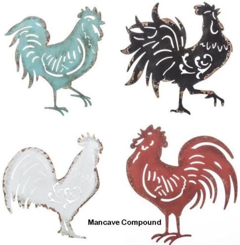 Four Rustic Roosters Farmhouse Wall Décor
