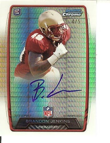 Football NFL 2013 Bowman Chrome Rookie Autographs Prism Refractors #RCRA-BJ Brandon Jenkins Auto 4/5 Redskins