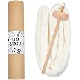 AHANDMAKER 8 Inch Wood Yarn Spinner Beginner's Spinning Kit Weaving Spinning Wheels with Drop Spindle for Crocheting Yarn Making Hand Carved