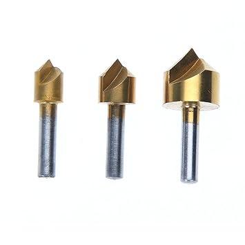 Generic 3pcs Single Flute 90 Degree Edge Chamfer Countersink Drill Bit End Mill Cutter Hand Tool Countersink Electric Drill 3/8 1/2 3/4