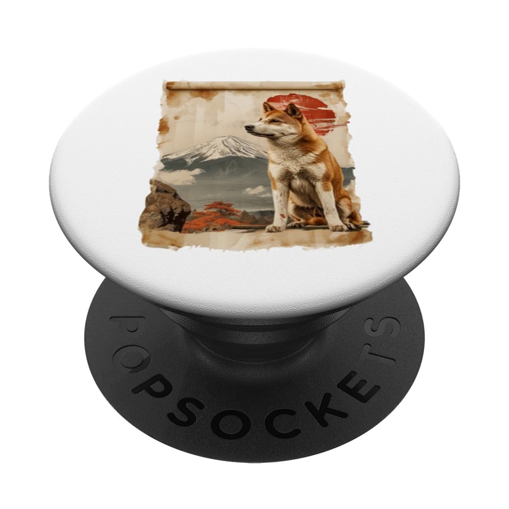 Mt. Fuji Sunset Scenery Papyrus Scroll Japanese Art Akita PopSockets Swappable PopGrip