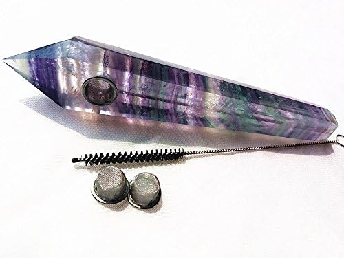 Acsdvocate 6.8-7inch natural Raw Gemstone Stone Wand colorful flourite Quartz Crystal Point Collectible Gift with 4pcs filter and 1pcs brush