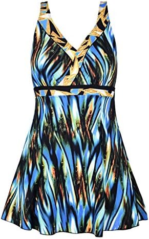 SeptangleWomen One Piece Swim Dress with Skirt Plus Size Swimsuit Tummy Control Swimwear
